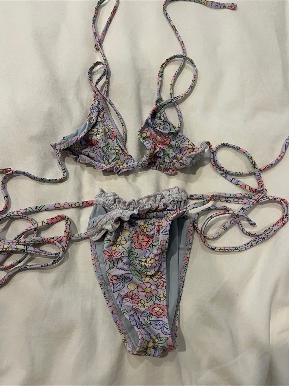 Blackbough Floral Ruffle String Bikini